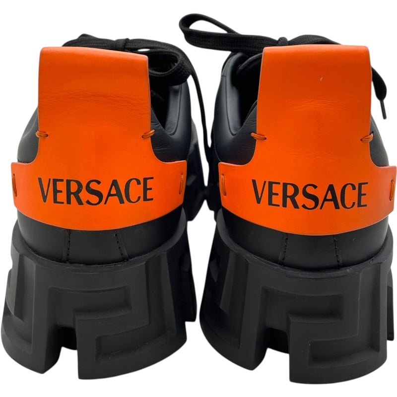 ヴェルサーチ VERSACE ラビリンスローカットスニーカー ブラック レザー メンズ スニーカー