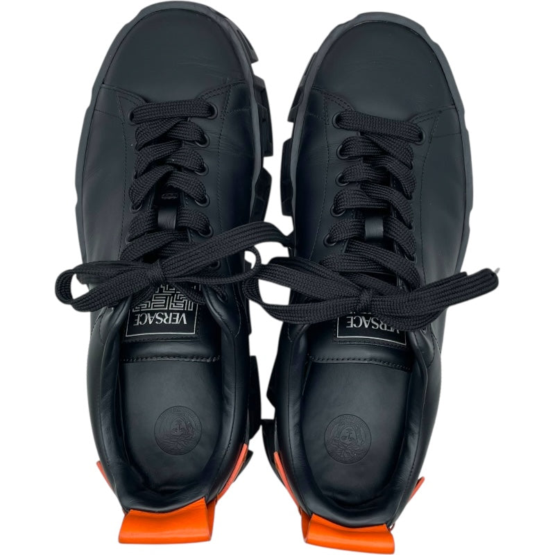 ヴェルサーチ VERSACE ラビリンスローカットスニーカー ブラック レザー メンズ スニーカー