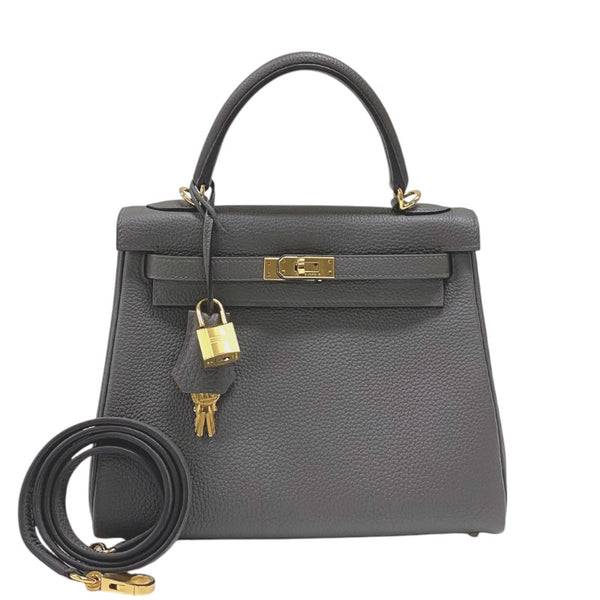 エルメス HERMES ケリー25 内縫い Z刻 エタン ゴールド金具 トゴ レディース ハンドバッグ ショルダーバッグ