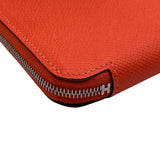 エルメス HERMES アザップロング シルクイン W刻（2024年製) オレンジフィールド/SV金具 エプソン レディース 長財布