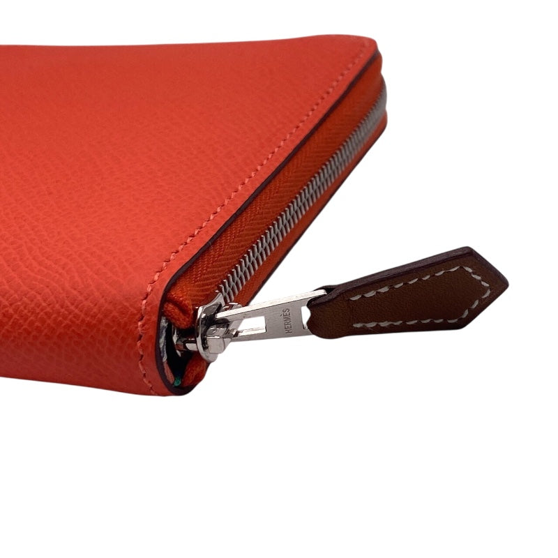 エルメス HERMES アザップロング シルクイン W刻（2024年製) オレンジフィールド/SV金具 エプソン レディース 長財布