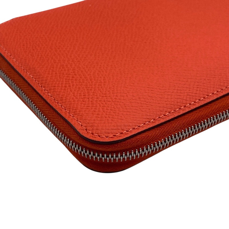 エルメス HERMES アザップロング シルクイン W刻（2024年製) オレンジフィールド/SV金具 エプソン レディース 長財布