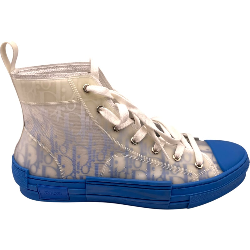 クリスチャン・ディオール Christian Dior B23 オブリークハイカットスニーカー ホワイト/ブルー ラバー メンズ スニーカー