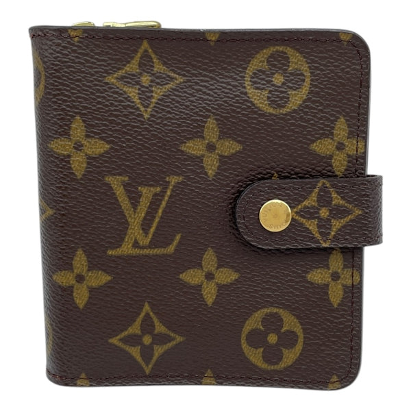 ルイ・ヴィトン LOUIS VUITTON コンパクトジップ M61667 ブラウン モノグラムキャンバス レディース 二つ折り財布