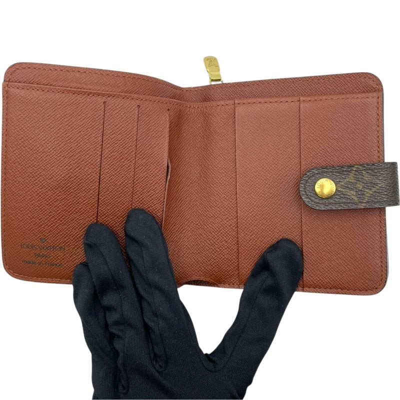 ルイ・ヴィトン LOUIS VUITTON コンパクトジップ M61667 ブラウン モノグラム レディース 二つ折り財布