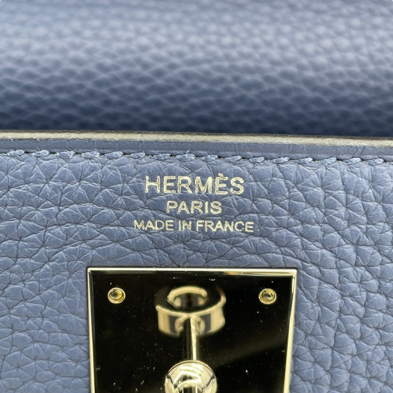エルメス HERMES ケリー28 内縫い C刻 ブルーブライトン SV金具 トリヨン レディース ショルダーバッグ