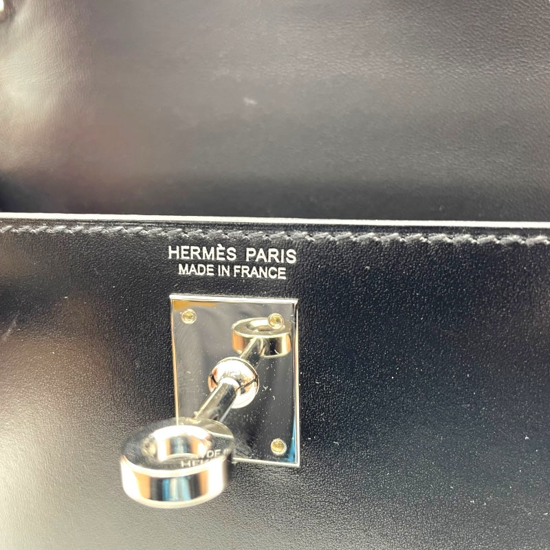 エルメス HERMES ミニケリー2 U刻印 ブラック SV金具 ボックスカーフ レディース ショルダーバッグ