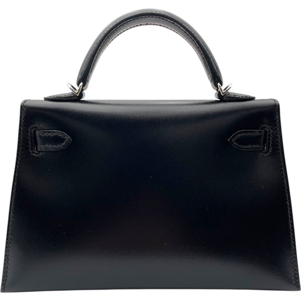 エルメス HERMES ミニケリー2 U刻印 ブラック SV金具 ボックスカーフ レディース ショルダーバッグ