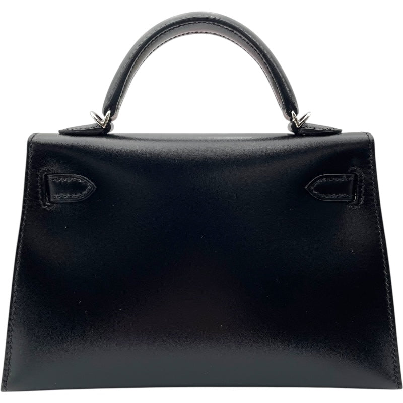 エルメス HERMES ミニケリー2 U刻印 ブラック SV金具 ボックスカーフ レディース ショルダーバッグ