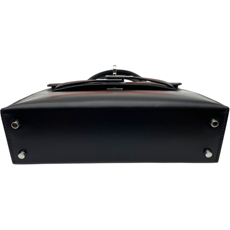 エルメス HERMES ミニケリー2 U刻印 ブラック SV金具 ボックスカーフ レディース ショルダーバッグ