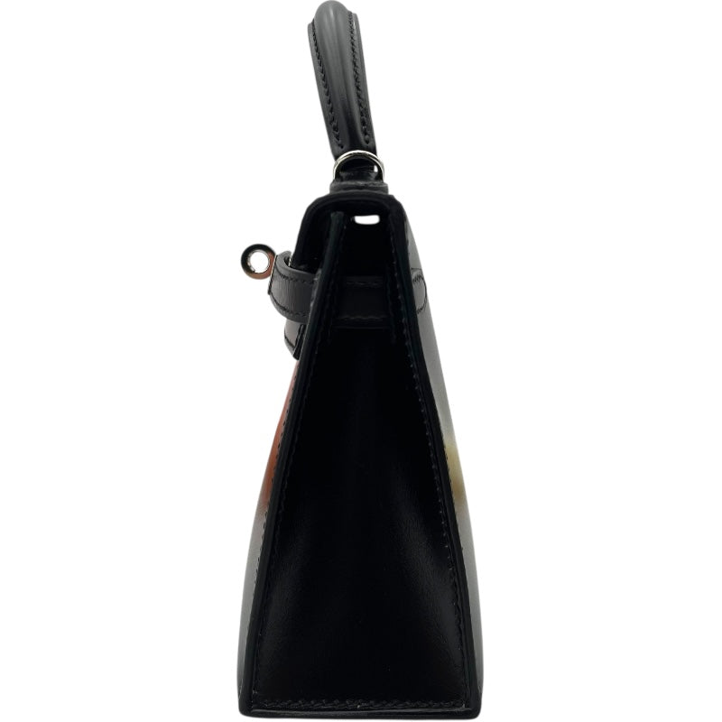 エルメス HERMES ミニケリー2 U刻印 ブラック SV金具 ボックスカーフ レディース ショルダーバッグ