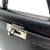 エルメス HERMES ミニケリー2 U刻印 ブラック SV金具 ボックスカーフ レディース ショルダーバッグ