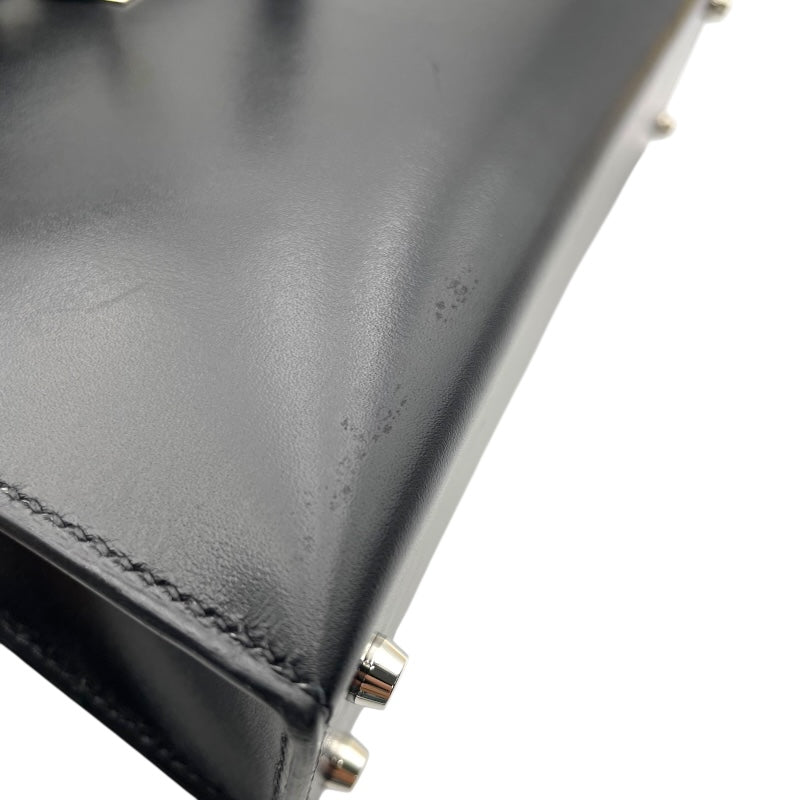 エルメス HERMES ミニケリー2 U刻印 ブラック SV金具 ボックスカーフ レディース ショルダーバッグ