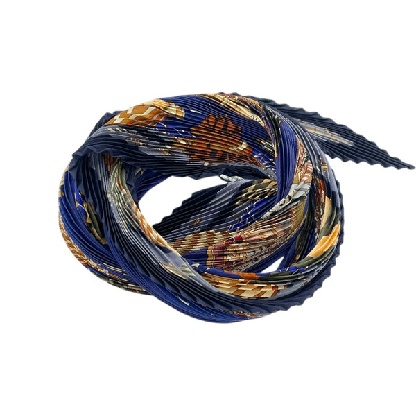 エルメス HERMES プリーツカレ CHARME S DE S PLAG E S NO RMAND E S ブルー シルク レディース スカーフ
