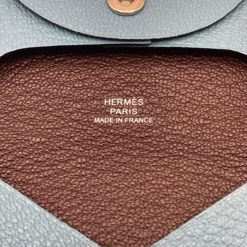 エルメス HERMES バスティア ヴェルソ W刻 ブルー シェーブル レディース コインケース