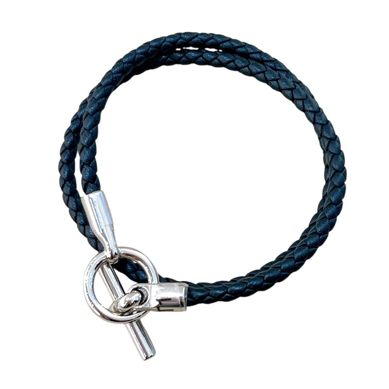 エルメス HERMES グレナン ドゥブルトゥール ブラック/SV金具 スイフトレザー レディース ブレスレット