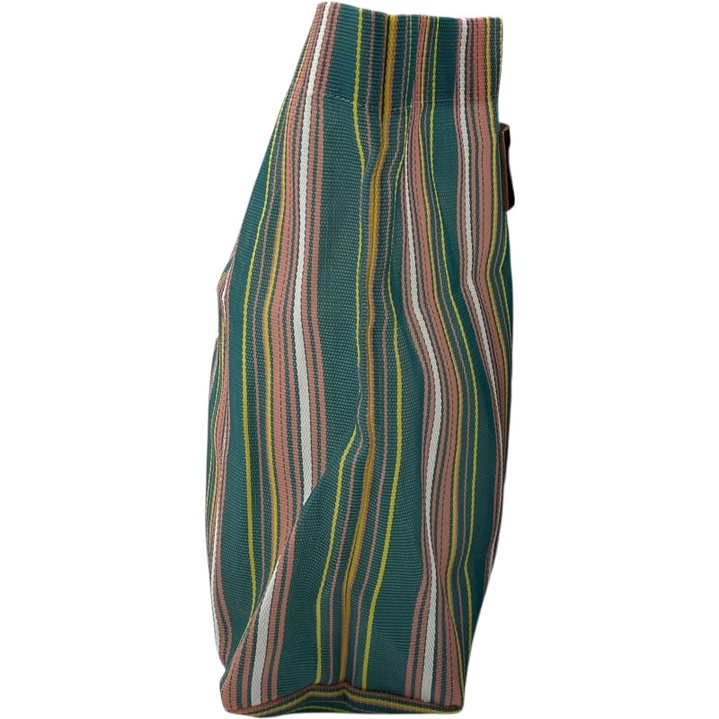 マルニ MARNI フラワーカフェストライプバッグ グリーン ピンク ナイロン レディース ハンドバッグ