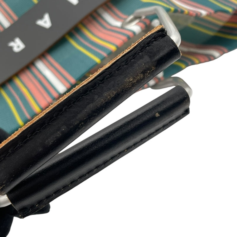 マルニ MARNI フラワーカフェストライプバッグ グリーン ピンク ナイロン レディース ハンドバッグ