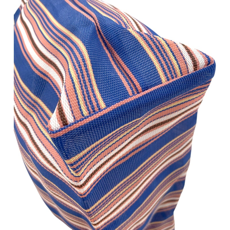 マルニ MARNI フラワーカフェストライプバッグ ブルー・ピンク ナイロン レディース その他バッグ