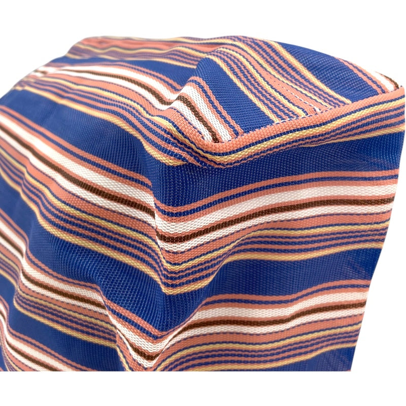 マルニ MARNI フラワーカフェストライプバッグ ブルー・ピンク ナイロン レディース その他バッグ