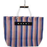 マルニ MARNI フラワーカフェストライプバッグ ブルー・ピンク ナイロン レディース その他バッグ