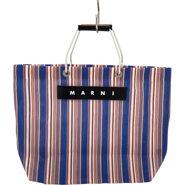 マルニ MARNI フラワーカフェストライプバッグ ブルー・ピンク ナイロン レディース その他バッグ