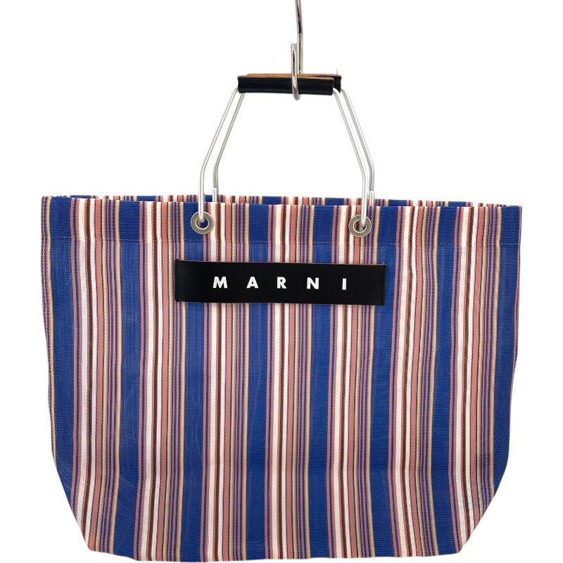マルニ MARNI フラワーカフェストライプバッグ ブルー・ピンク ナイロン レディース その他バッグ