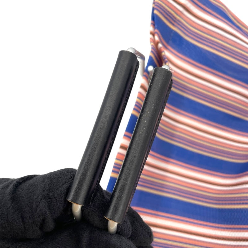 マルニ MARNI フラワーカフェストライプバッグ ブルー・ピンク ナイロン レディース その他バッグ