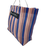 マルニ MARNI フラワーカフェストライプバッグ ブルー・ピンク ナイロン レディース その他バッグ