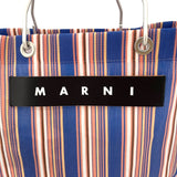 マルニ MARNI フラワーカフェストライプバッグ ブルー・ピンク ナイロン レディース その他バッグ