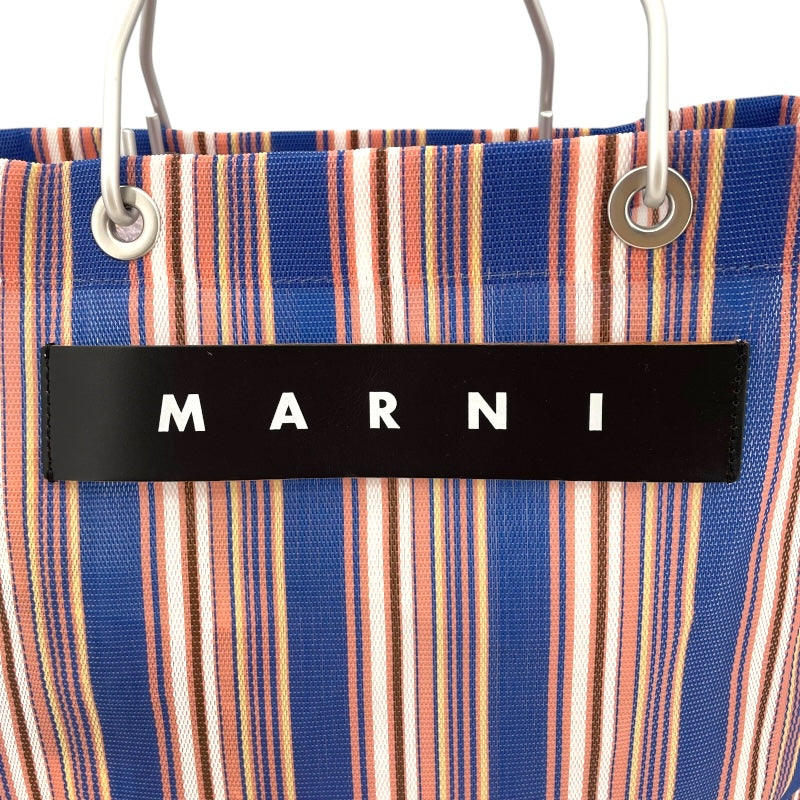 マルニ MARNI フラワーカフェストライプバッグ ブルー・ピンク ナイロン レディース その他バッグ