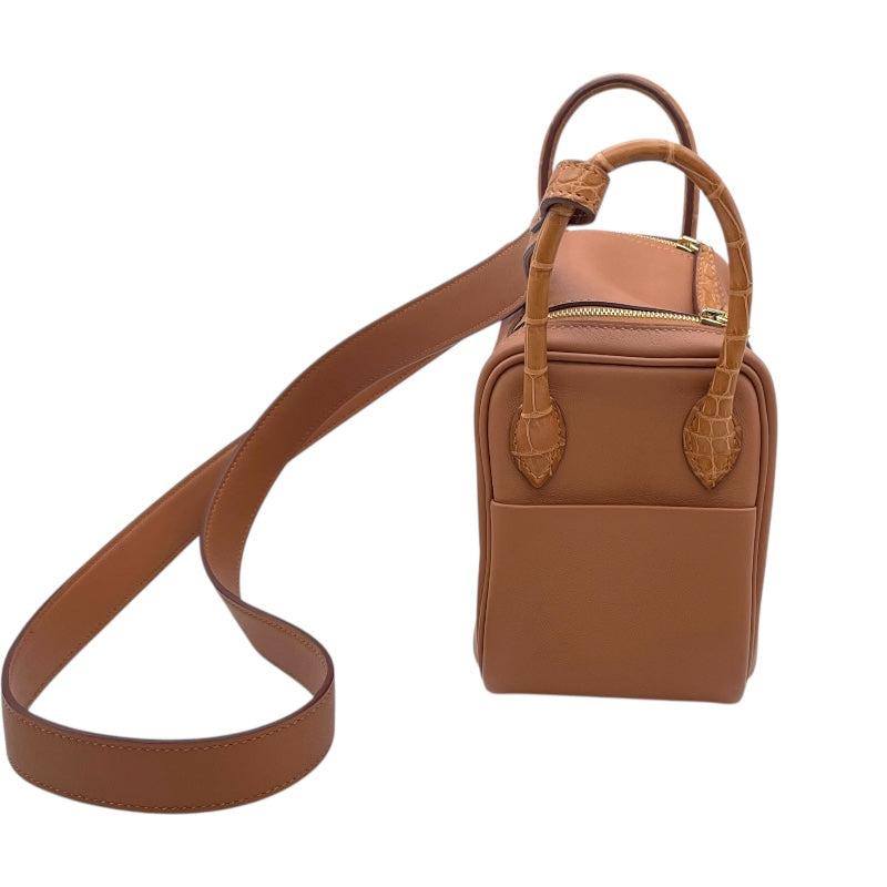 エルメス HERMES リンディミニタッチ B刻 ゴールド GD金具 スイフト アリゲーターマット レディース ショルダーバッグ