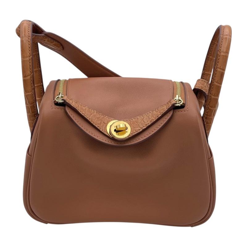 エルメス HERMES リンディミニタッチ B刻 ゴールド GD金具 スイフト アリゲーターマット レディース ショルダーバッグ