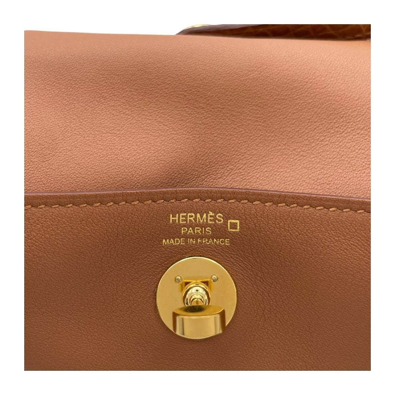 エルメス HERMES リンディミニタッチ B刻 ゴールド GD金具 スイフト アリゲーターマット レディース ショルダーバッグ