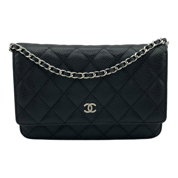 シャネル CHANEL マトラッセチェーン ウォレット A33814 20番台 ブラック SV金具 キャビアスキン レディース ショルダーバッグ