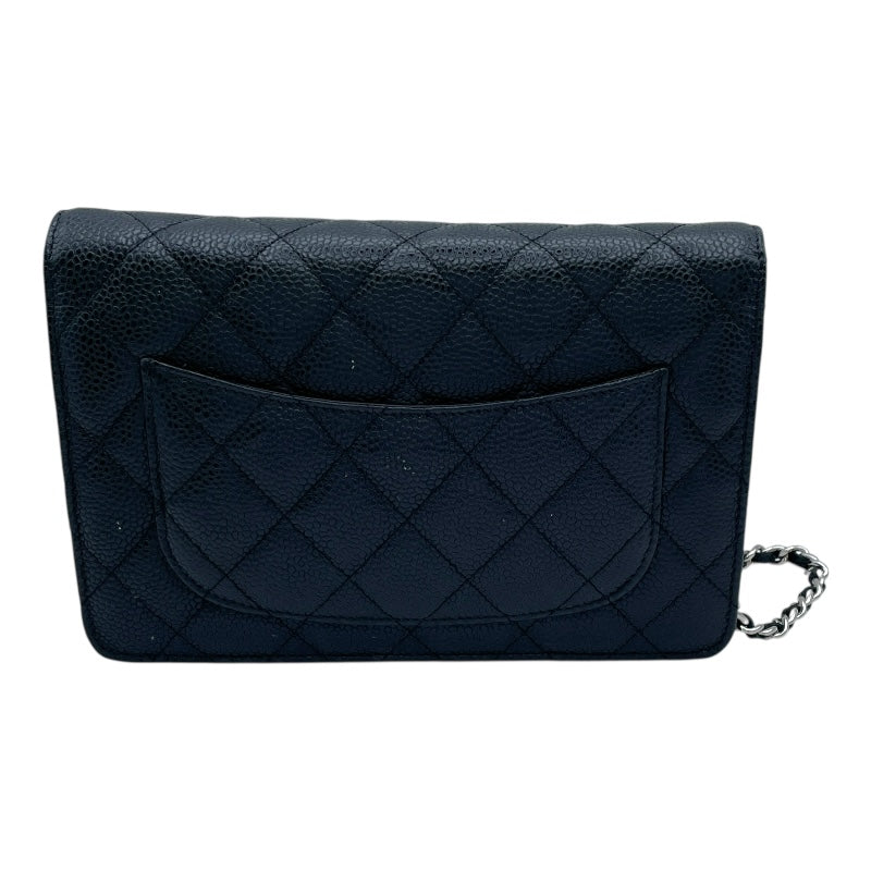 シャネル CHANEL マトラッセチェーン ウォレット A33814 20番台 ブラック SV金具 キャビアスキン レディース ショルダーバッグ