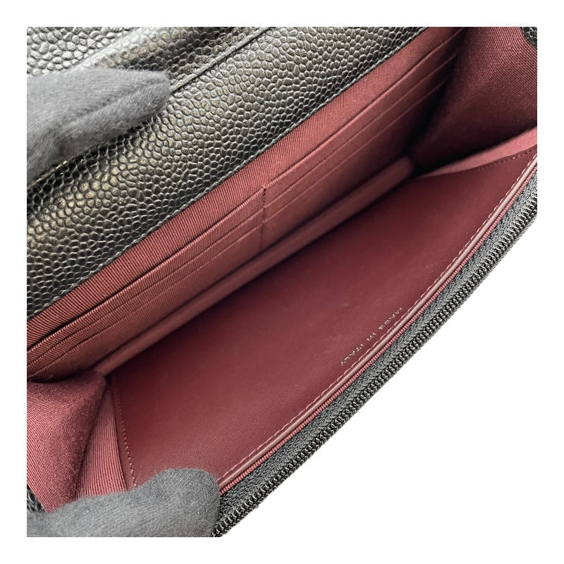 シャネル CHANEL マトラッセチェーン ウォレット A33814 20番台 ブラック SV金具 キャビアスキン レディース ショルダーバッグ