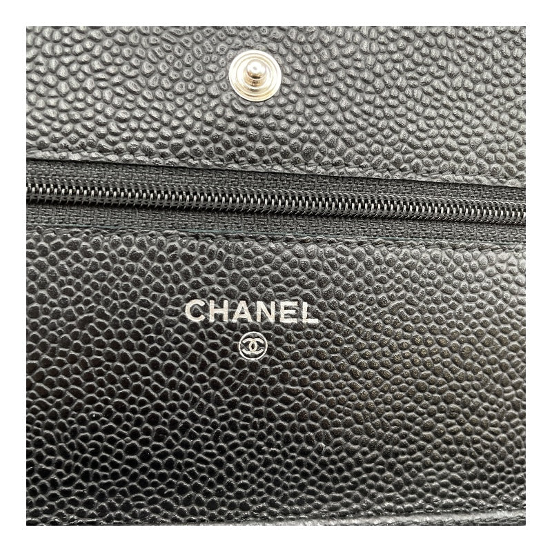 シャネル CHANEL マトラッセチェーン ウォレット A33814 20番台 ブラック SV金具 キャビアスキン レディース ショルダーバッグ