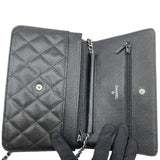 シャネル CHANEL マトラッセチェーン ウォレット A33814 20番台 ブラック SV金具 キャビアスキン レディース ショルダーバッグ