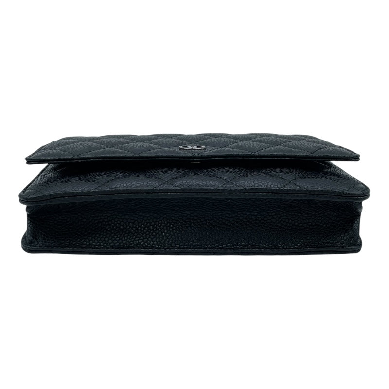 シャネル CHANEL マトラッセチェーン ウォレット A33814 20番台 ブラック SV金具 キャビアスキン レディース ショルダーバッグ