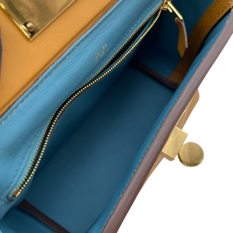 エルメス HERMES ヴァンキャトルミニヴェルソ B刻 キャラメル ニューブルージーン GD金具 エバーカラー スイフト レディース ハンドバッグ