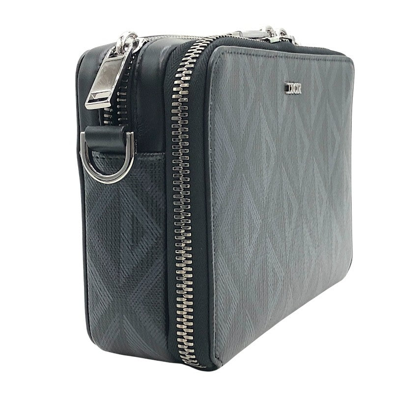 ディオールオム DIOR HOMME メッセンジャーポーチ ブラック×SV金具 CDダイヤモンド/メタル メンズ ショルダーバッグ