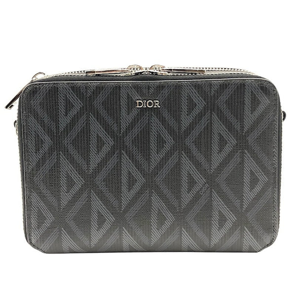 ディオールオム DIOR HOMME メッセンジャーポーチ ブラック×SV金具 CDダイヤモンド/メタル メンズ ショルダーバッグ