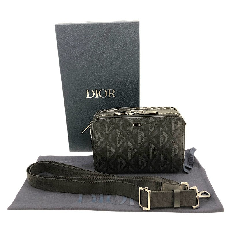 ディオールオム DIOR HOMME メッセンジャーポーチ ブラック×SV金具 CDダイヤモンド/メタル メンズ ショルダーバッグ