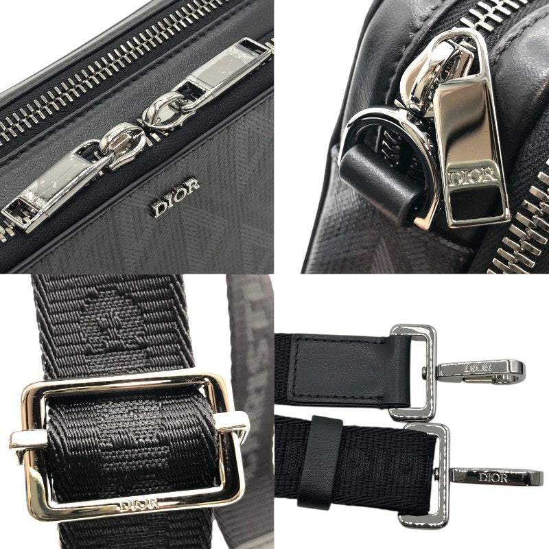 ディオールオム DIOR HOMME メッセンジャーポーチ ブラック×SV金具 CDダイヤモンド/メタル メンズ ショルダーバッグ