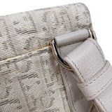 クリスチャン・ディオール Christian Dior サドルボディバッグ ホワイト　シルバー金具 キャンバス/レザー メンズ ボディバッグ