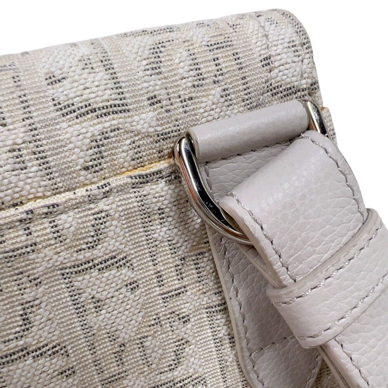 クリスチャン・ディオール Christian Dior サドルボディバッグ ホワイト　シルバー金具 キャンバス/レザー メンズ ボディバッグ