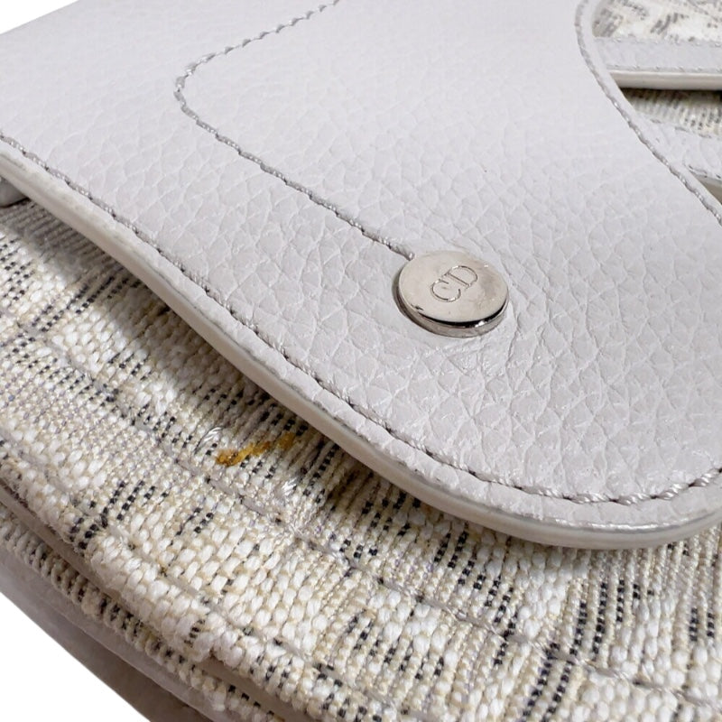 クリスチャン・ディオール Christian Dior サドルボディバッグ ホワイト　シルバー金具 キャンバス/レザー メンズ ボディバッグ
