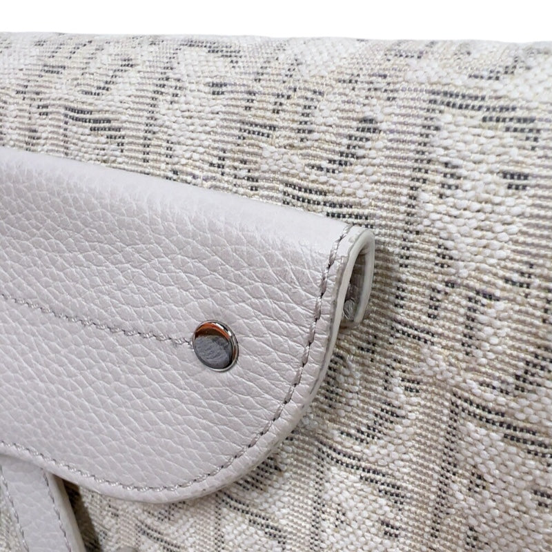 クリスチャン・ディオール Christian Dior サドルボディバッグ ホワイト　シルバー金具 キャンバス/レザー メンズ ボディバッグ