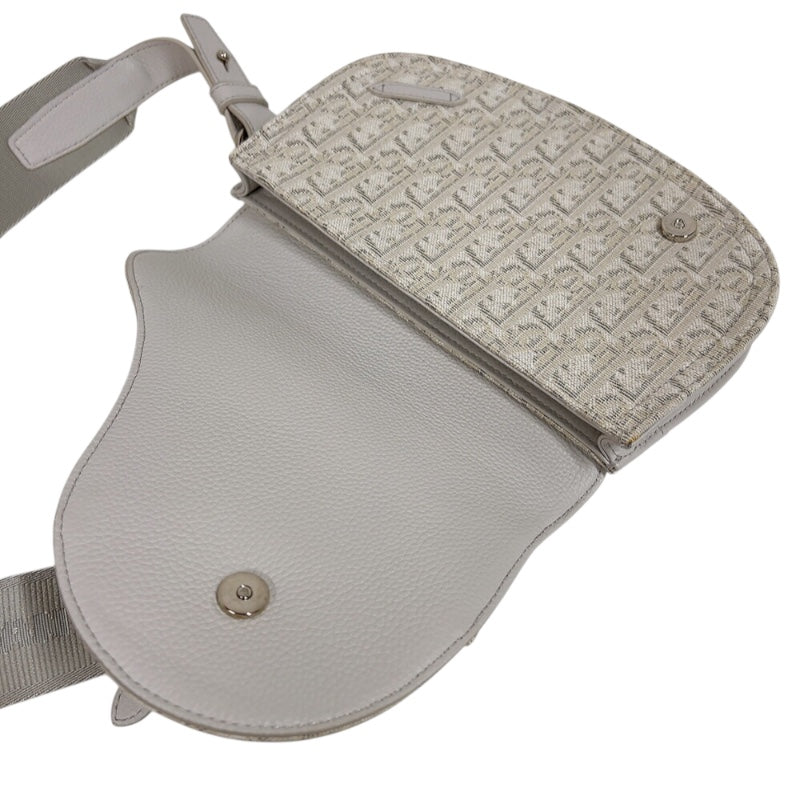 クリスチャン・ディオール Christian Dior サドルボディバッグ ホワイト　シルバー金具 キャンバス/レザー メンズ ボディバッグ